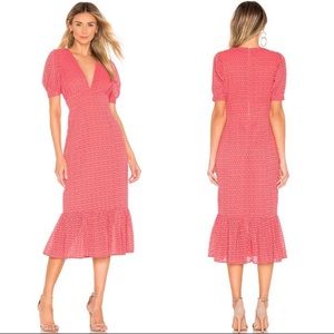 TULAROSA Elliot Midi Dress Coral NEW Large